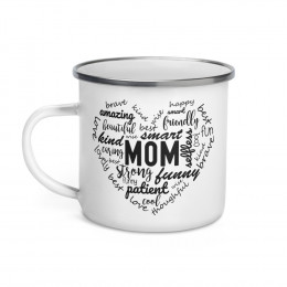 Mom Words Enamel Mug