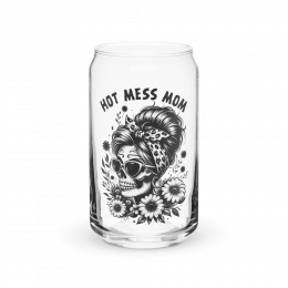 Hot Mess Mom Can-shaped glass